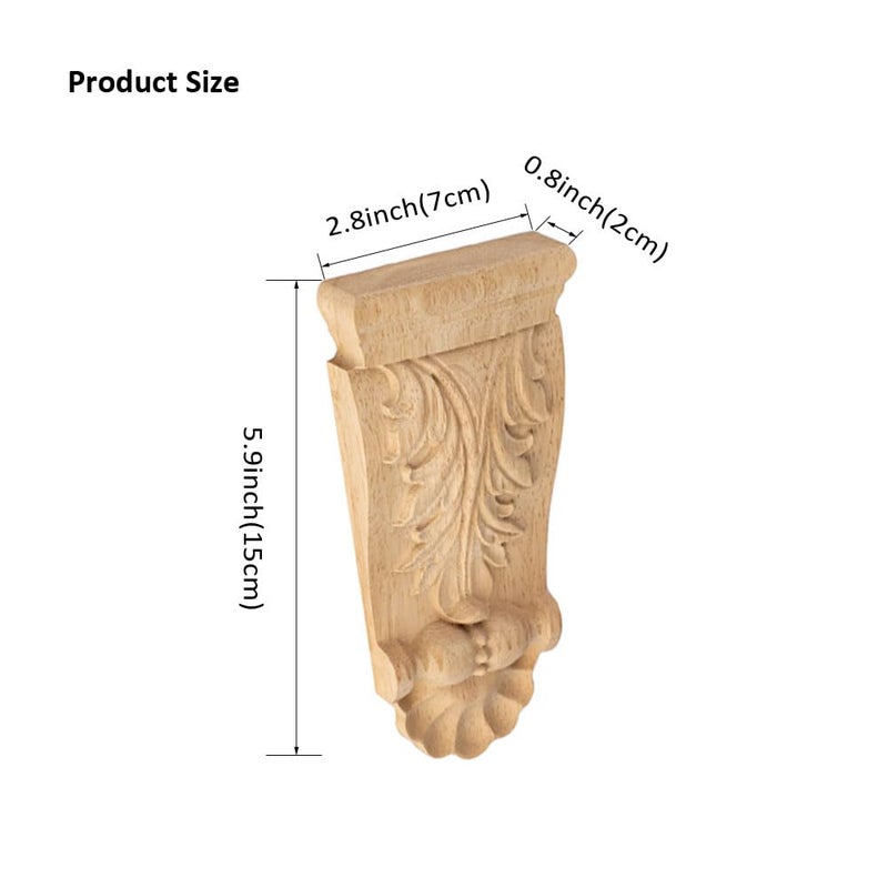CRAPAPFERT 2PCS Unpainted Natural Solid Wood Carved Corner Onlay Applique 5.9x2.8 Inch Vintage Home Decor Decorative European Style Corners Corbels for Home Wall Furniture Decoration - Image 2